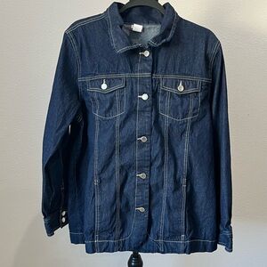 Vintage Tudor Court Dark Blue Denim Jacket for Women size XL